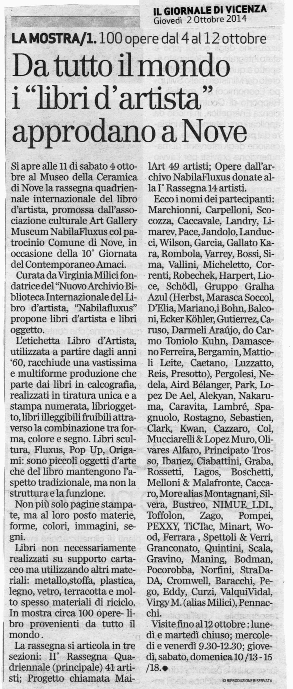 giornale di vicenza ottobre 2014