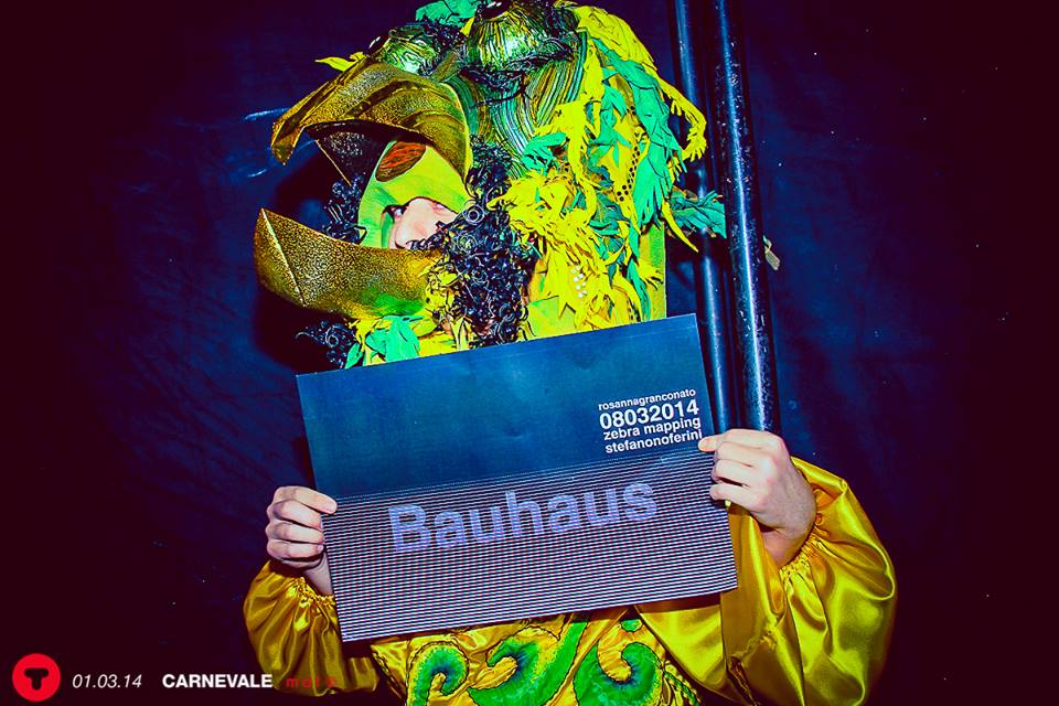 Mascherone Costume Pappagallo- Creazione di Rosanna  Granconato e Donazione per Bauhaus Manifesto- Carnevale 2014
